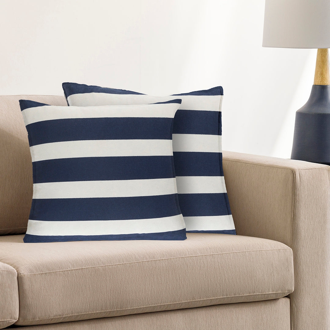 Pillow Cover: Horizontal Stripes Modern Maritime Style