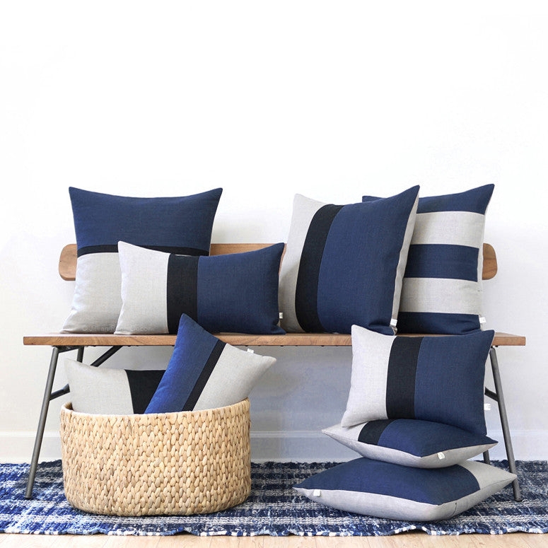 Pillow Set: Color Blocked Design and Natural Linen