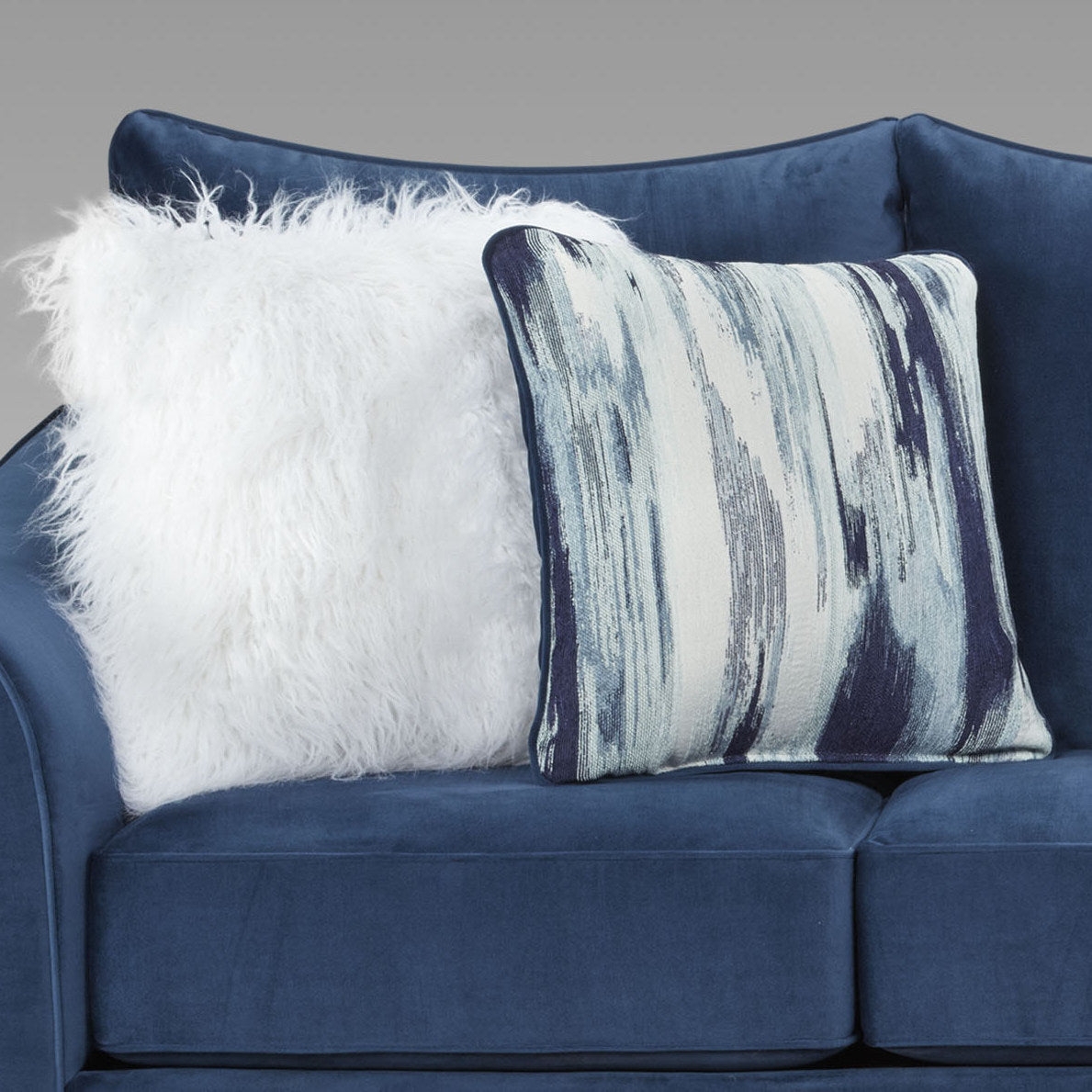 Pillowback Sofa Watercolor Pattern Textured Upholstery