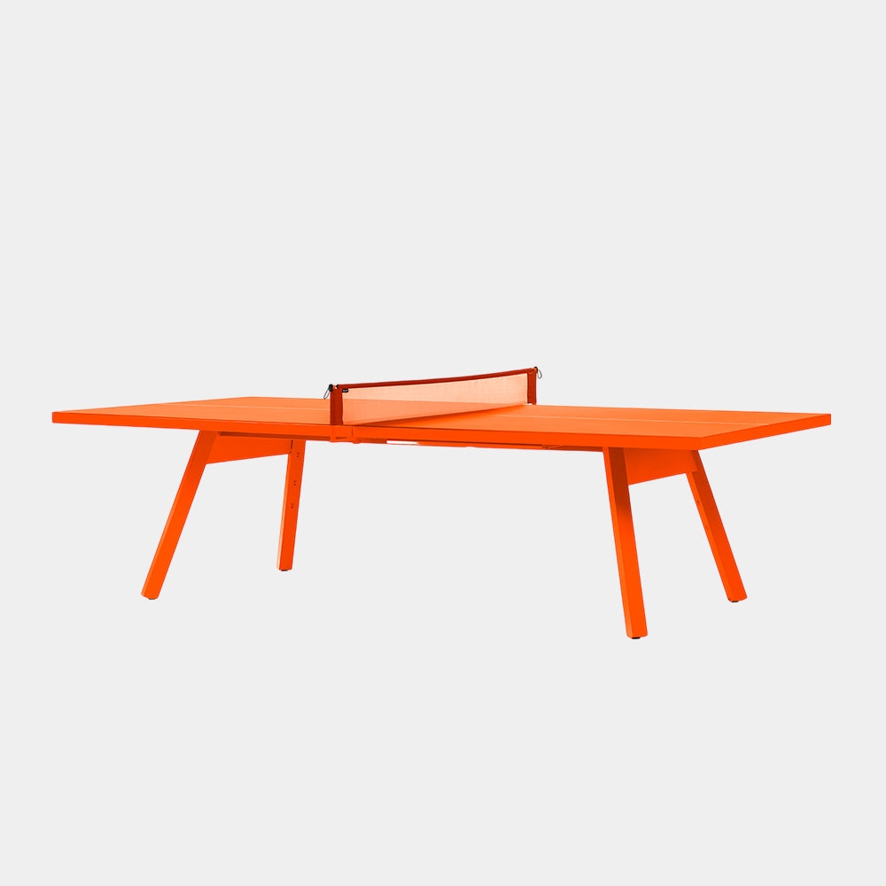 Ping Pong Table Designed in Monochrome Orange and Angled Legs