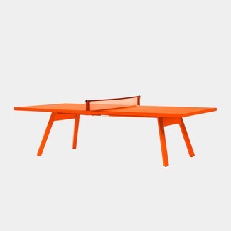 Ping Pong Table Designed in Monochrome Orange and Angled Legs