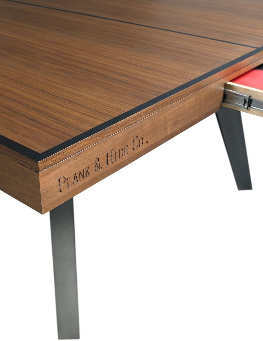 Ping Pong Table Displaying Integrated Drawer and Metal Legs