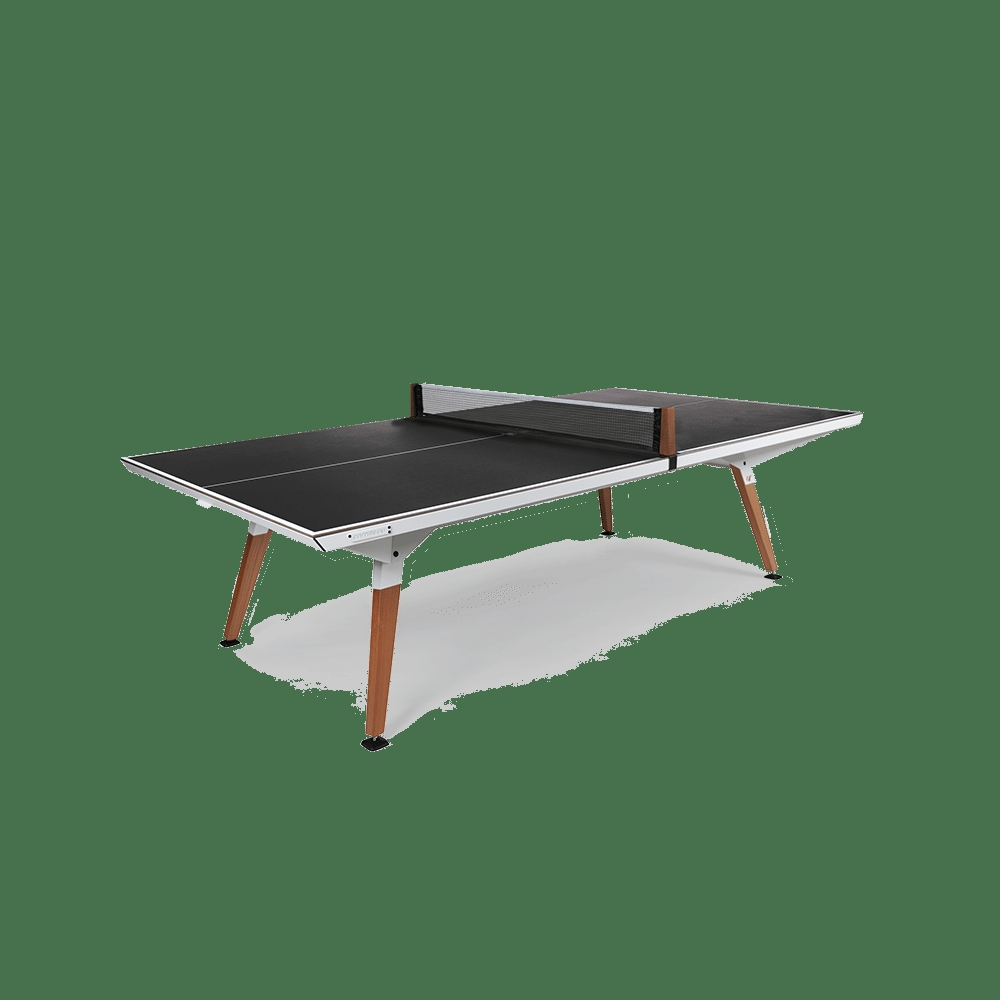 Ping Pong Table Featuring White Frame and Black Matte Top