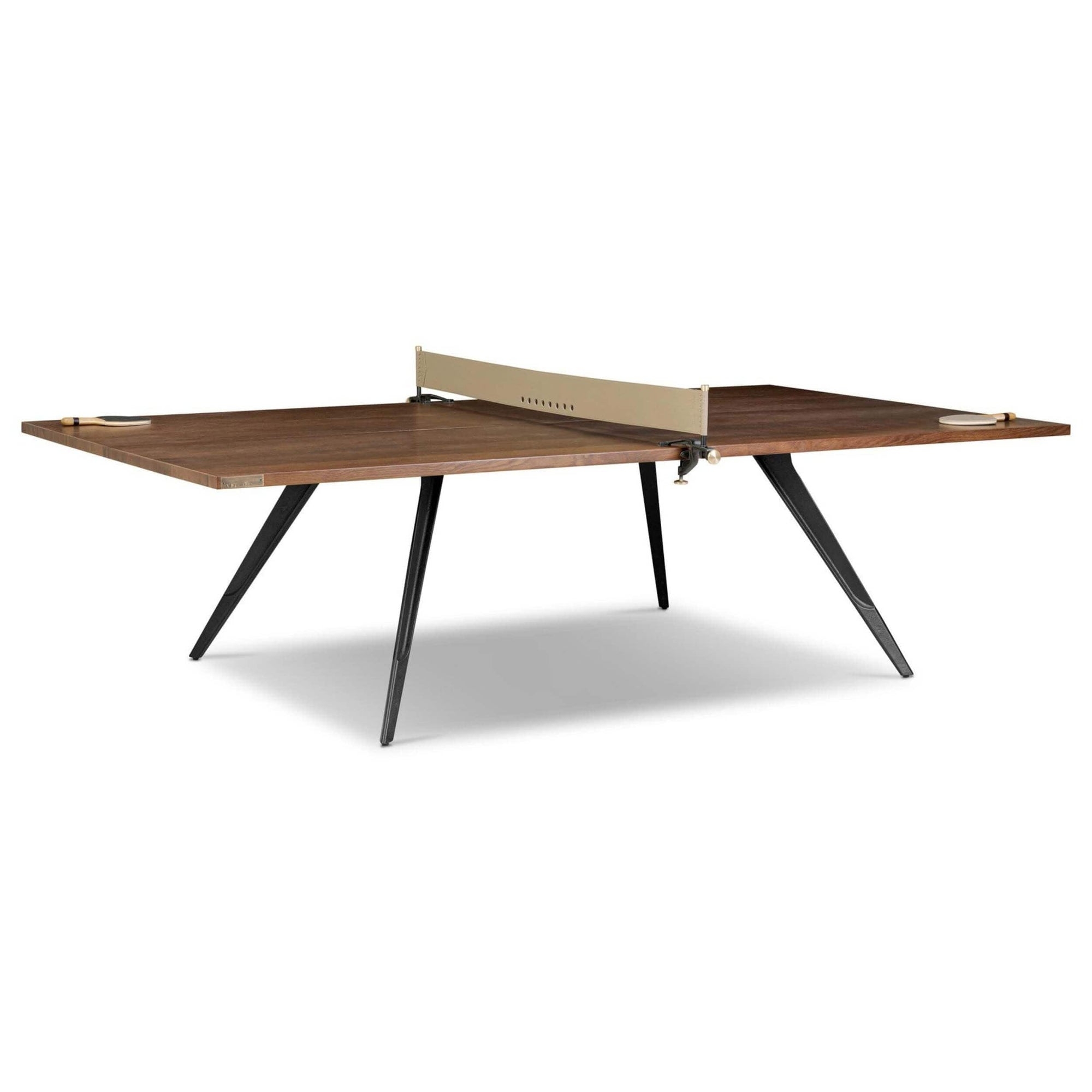Ping Pong Table Highlighting Smoked Oak Veneer and Metal Legs