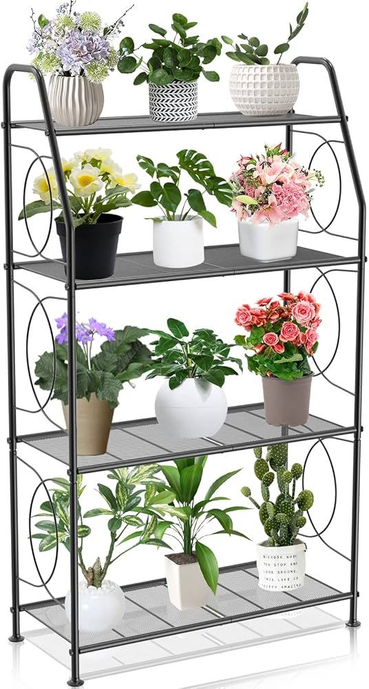 Plant Stand Mesh Shelves Industrial Balcony Plant Shelf