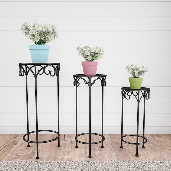 Plant Stand Scrolled Apron Tiered Round Metal Plant Holders