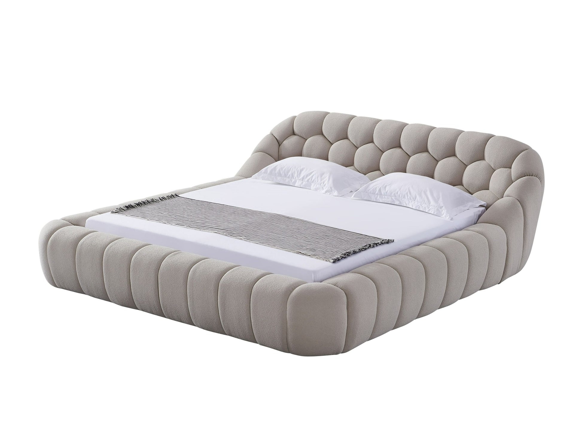Platform Bed Oatmeal Channel Quilted Cloud Bed Base