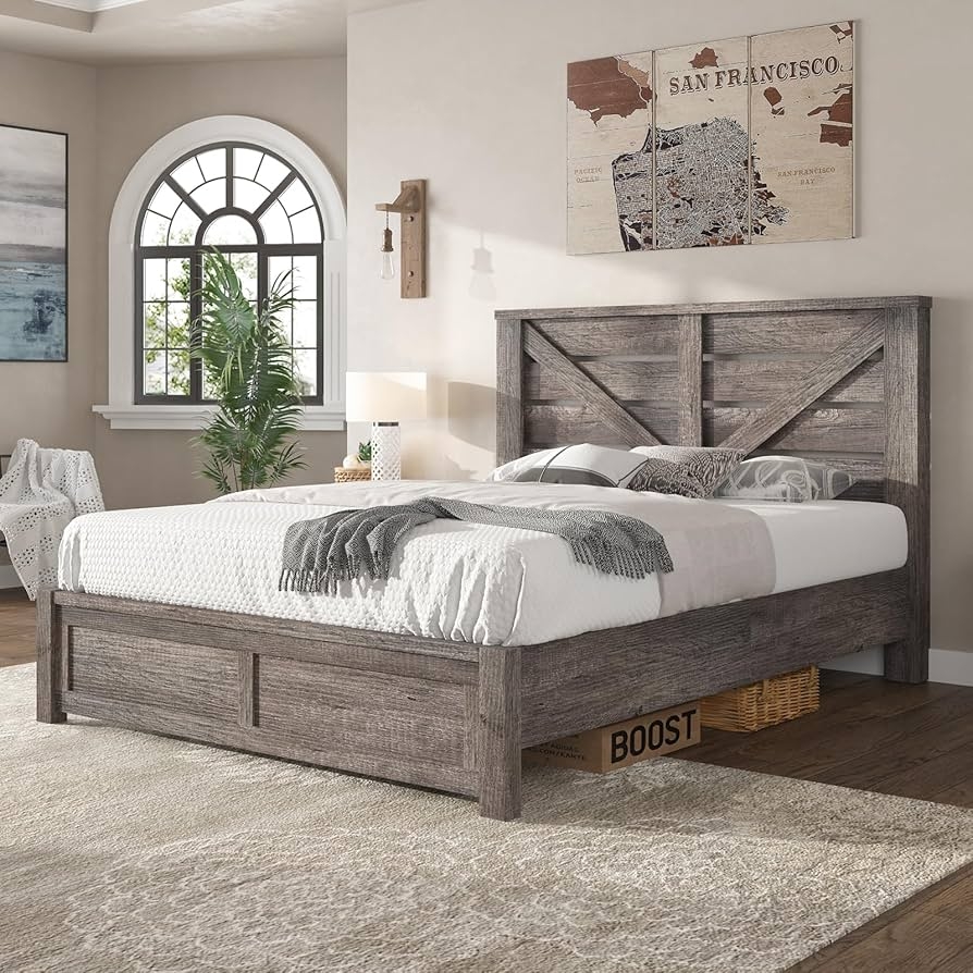 Grey Wood Bed Frame