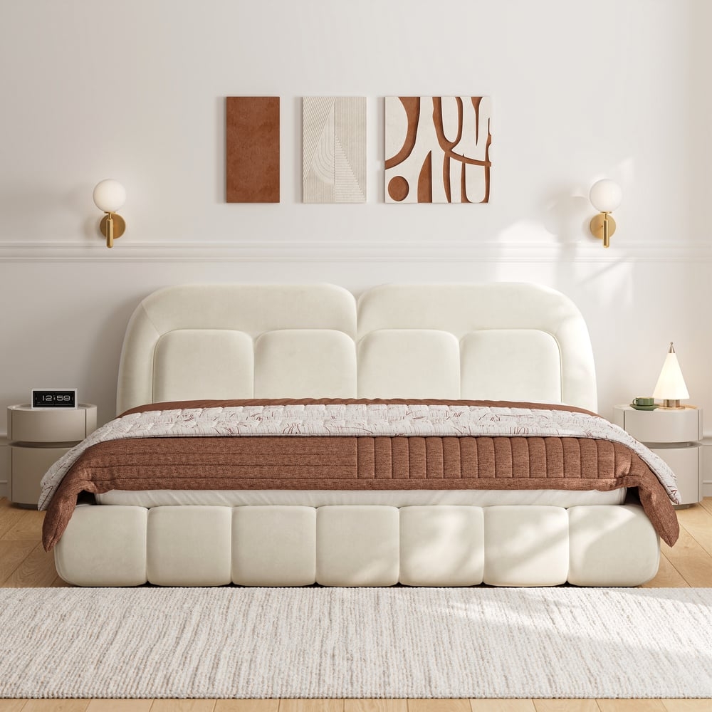 Platform Bed Split Headboard Sculptural Bubble Frame