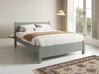 Platform Bed Warm Tone Integrated Side Shelf Frame