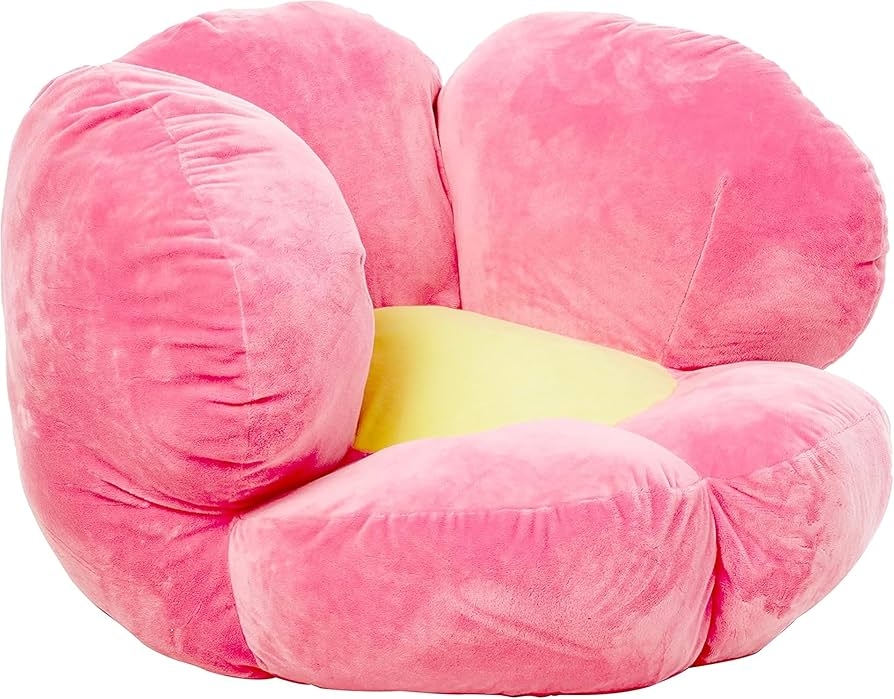 Plush Flower Chair: Pink and Yellow Palette Velvety Nursery