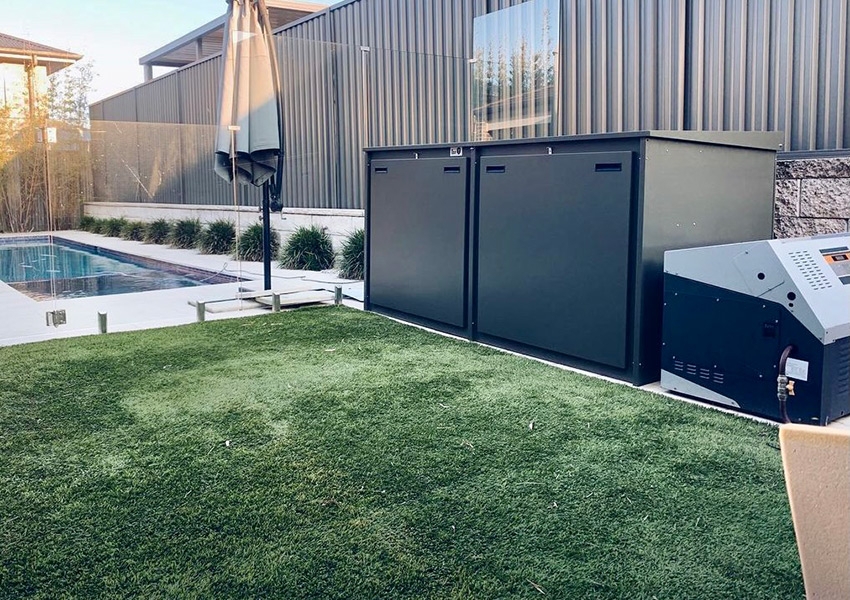 Pool Equipment Enclosure: Matte Black Acoustic Filter Box