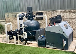 Pool Filtration System: Exposed PVC Pipes Sand Filter