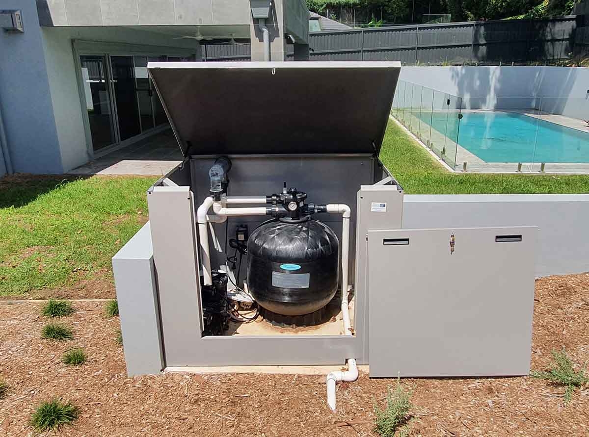 Pool Pump Cover: Grey Matte Removable Door Utility Box