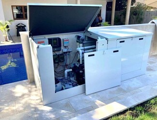 Pool Pump Cover: Off White Sleek Modular Equipment Box
