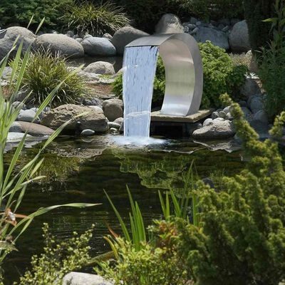 Pool Waterfall Fountain: Curved Arc Stainless Steel