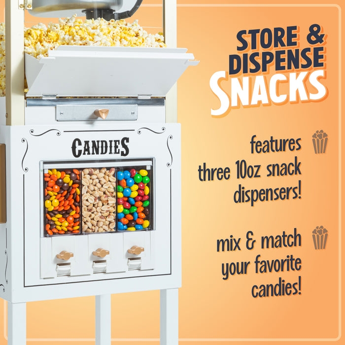 Popcorn Cart Ivory and Gold Integrated Three Candy Bins