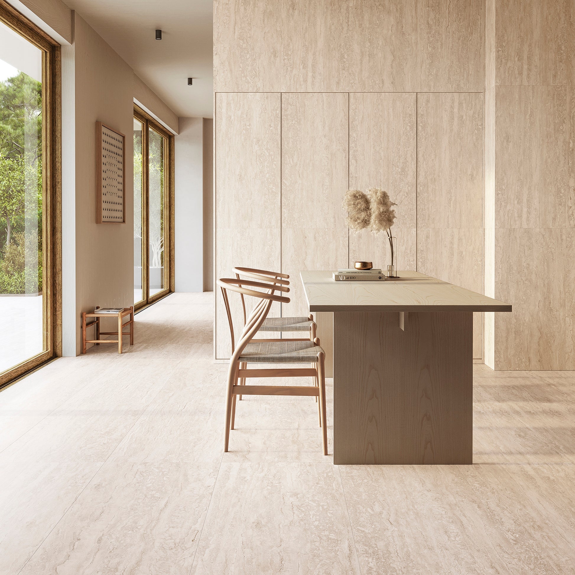 Porcelain Tile featuring Travertine Look and 3D Texture