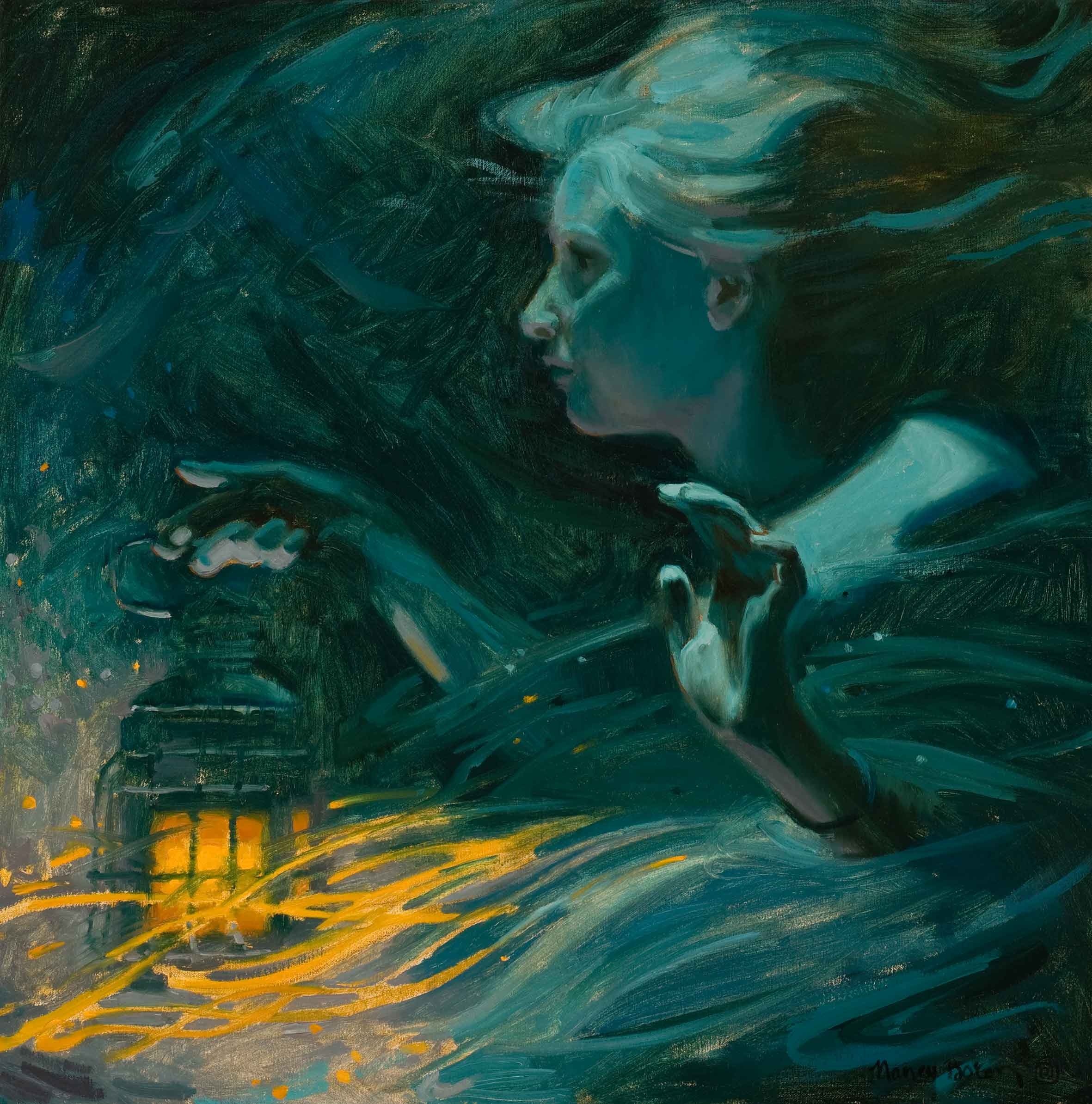 Portrait Painting Lantern Glow Mysterious Portrait Painting