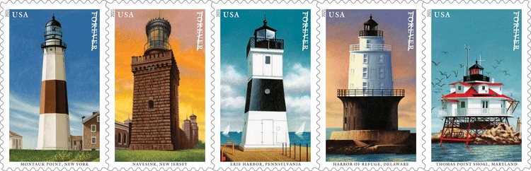 Postage Stamps Architectural Illustrations Mid-Atlantic Decor