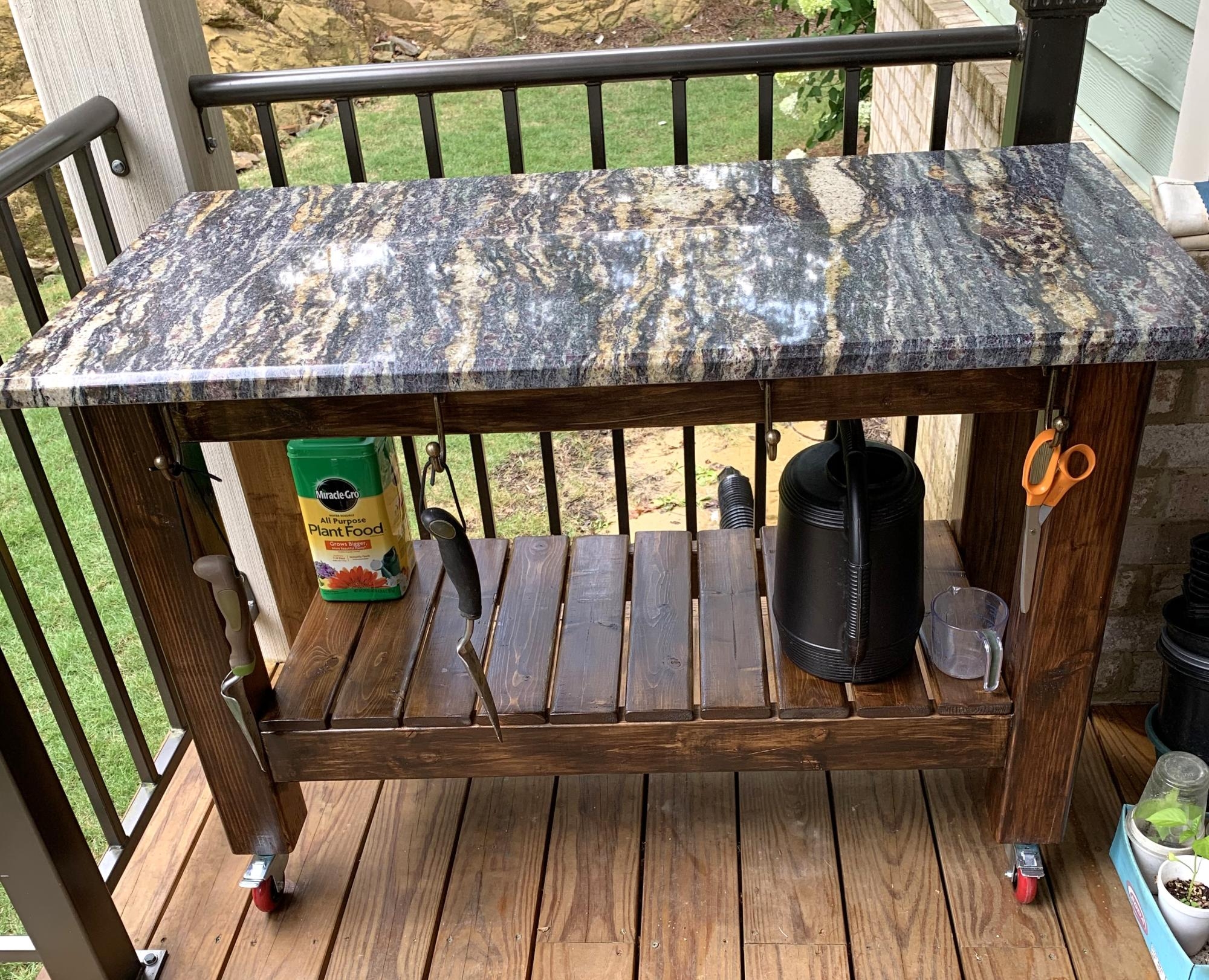 Potting Bench Granite Swivel Casters Granite Top Potting Bench