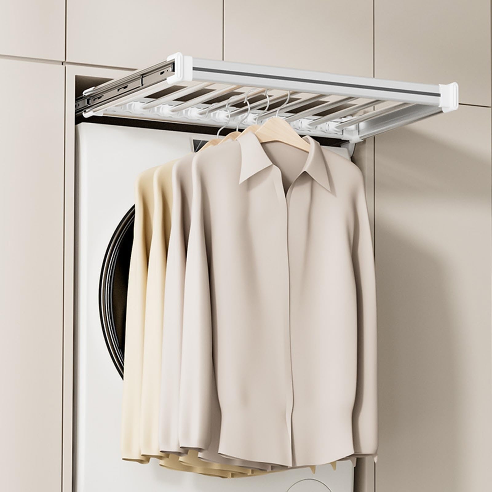 Pull-Out Drying Rack using Telescopic Rail and Metal Frame