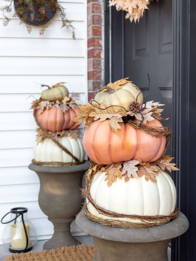 Pumpkin Topiary Graduated Stacking Urn Planter Grapevine
