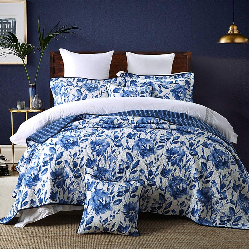 Blue White Bedding