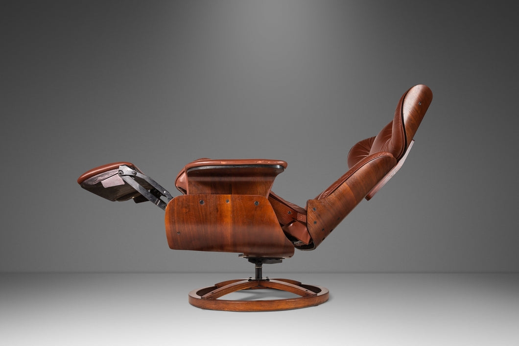 Recliner with Circular Base and Sculptural Bent Plywood Shell