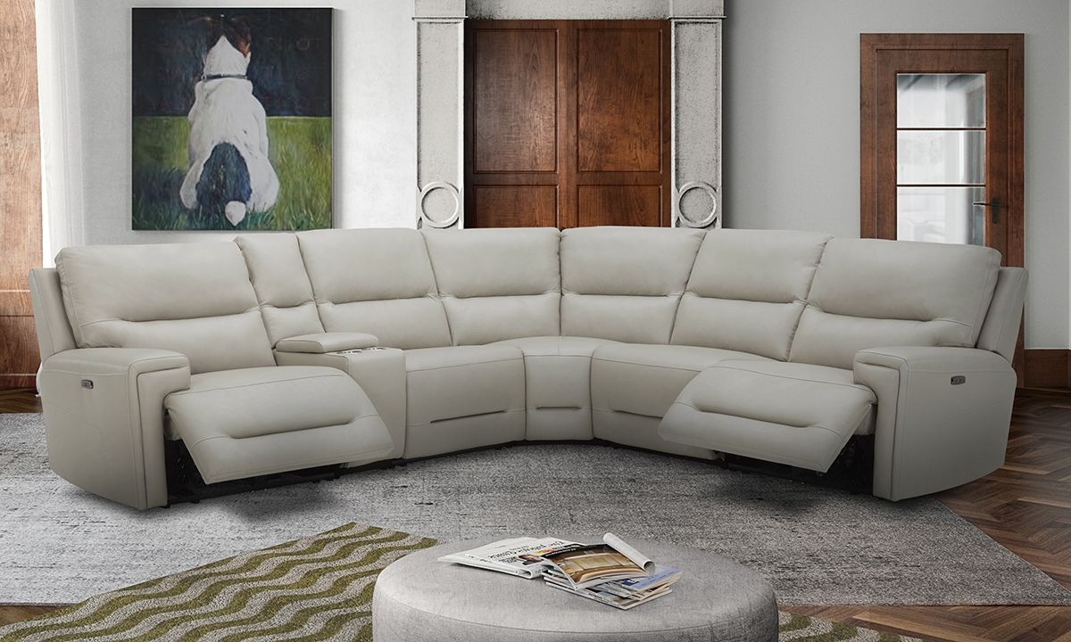 Reclining Sectional featuring Power Recline and Cupholders