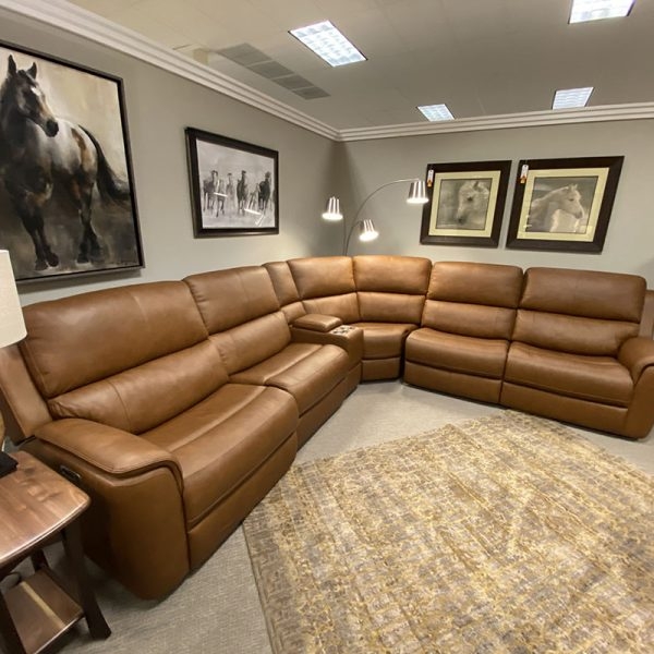 Reclining Sectional Triple Head Lamp Equestrian Decor