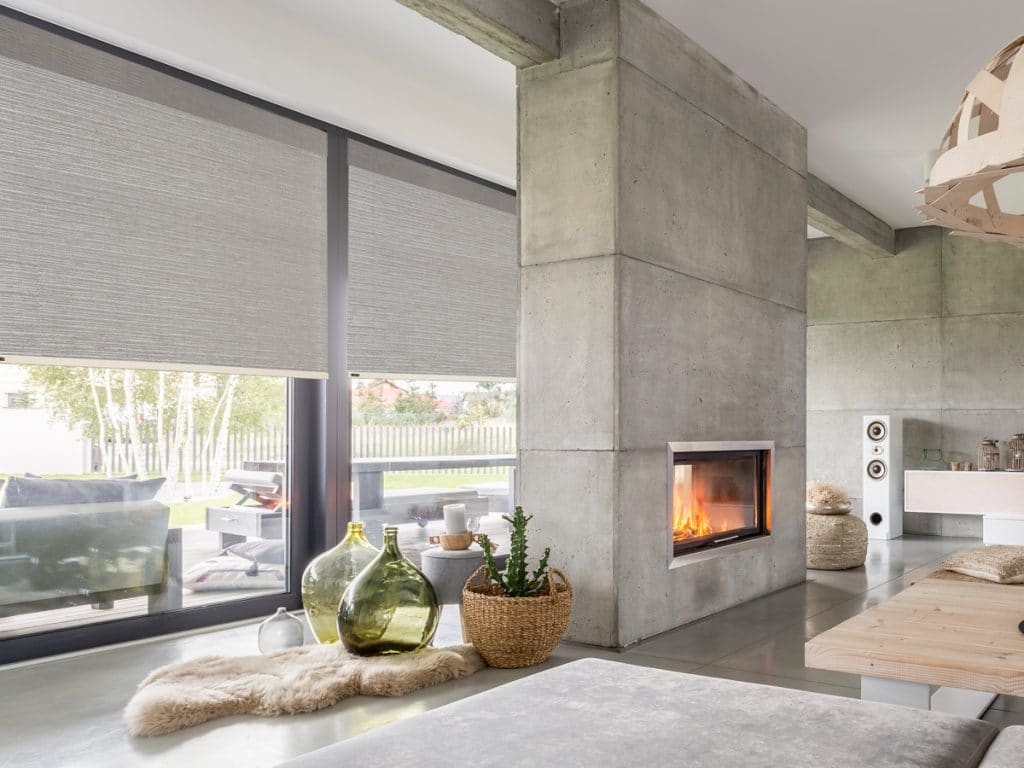 Roller Shades: Textured Roller Shades for Patio Concrete Wall