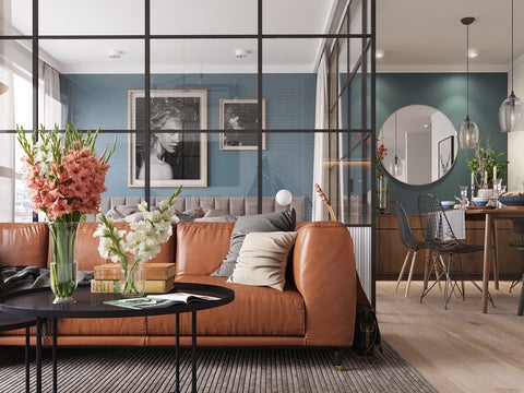 Room Divider: Black Steel Grid Urban Loft Studio Zoning