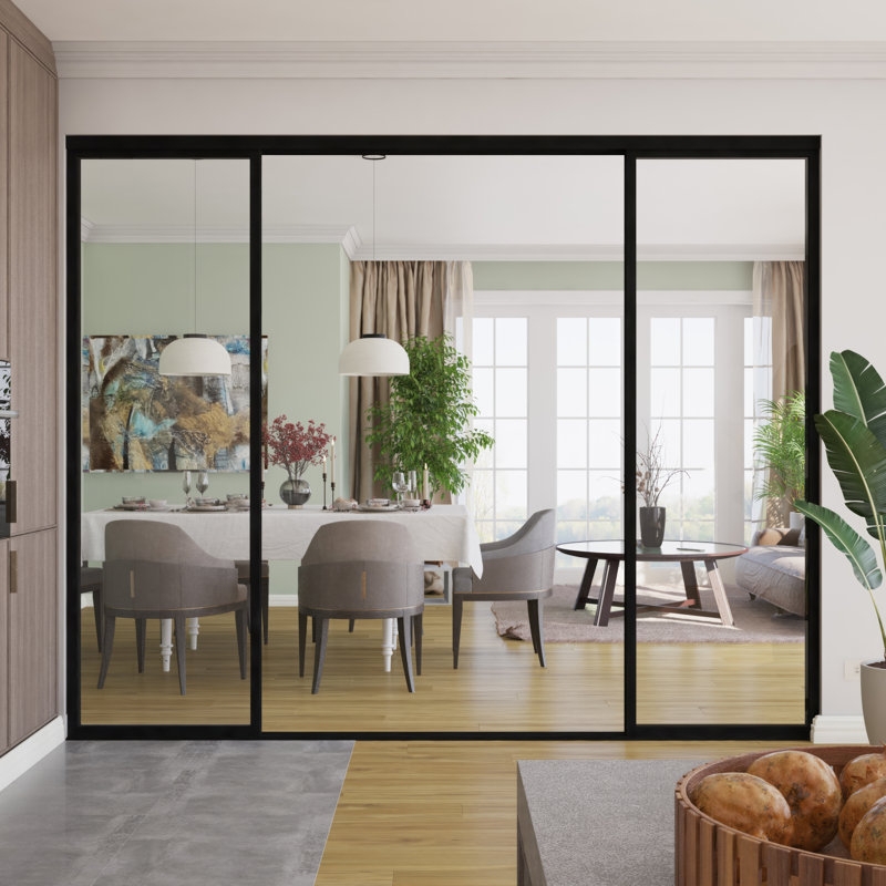 Room Divider: Modern Glass Closet Doors Clear Glass Panels