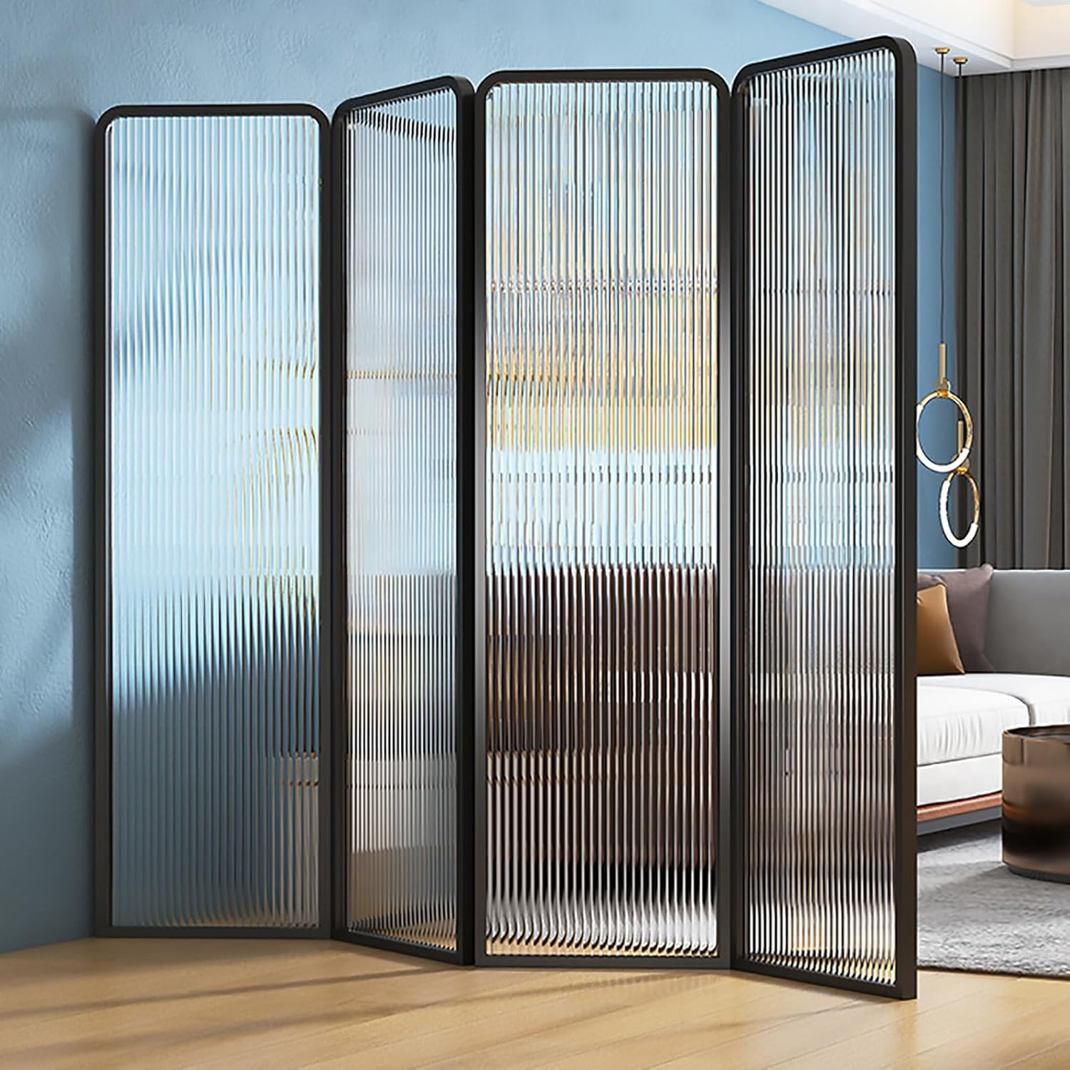 Room Divider: Translucent Ribbed Partition Rounded Corners