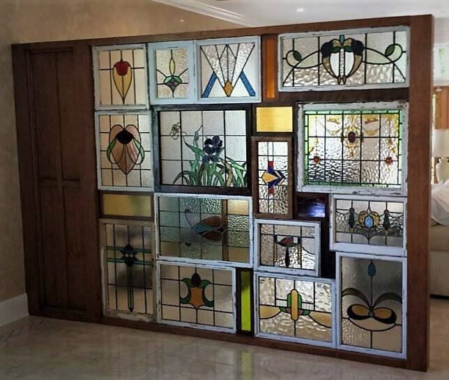 Room Divider: Vintage Patchwork Partition Reclaimed Window