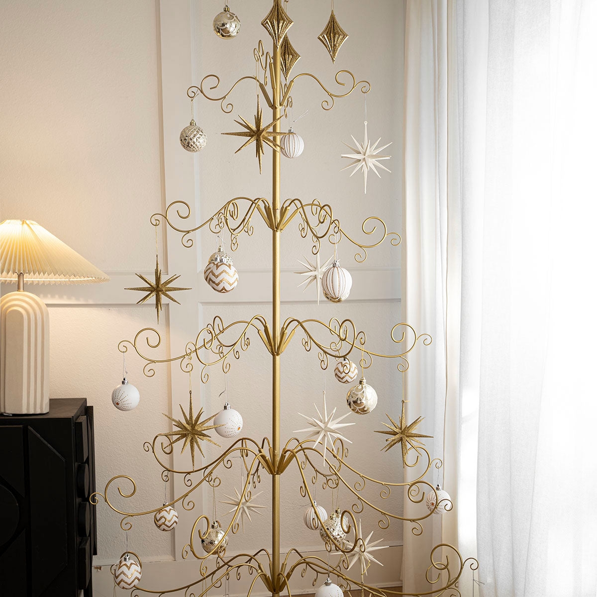 Rotating Ornament Display Tree With 6.4ft Scrolled Branches