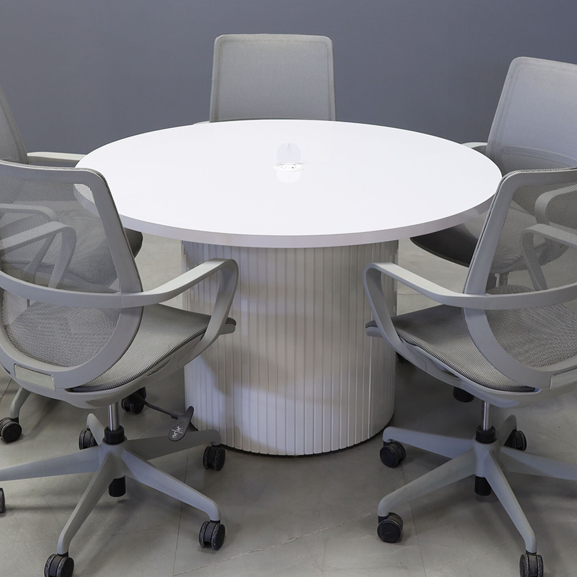 Round Conference Table White Tambour Pedestal Meeting Table