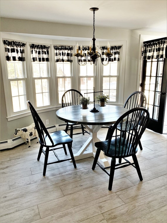 Round Dining Table including Two-Toned Pedestal and X-Base