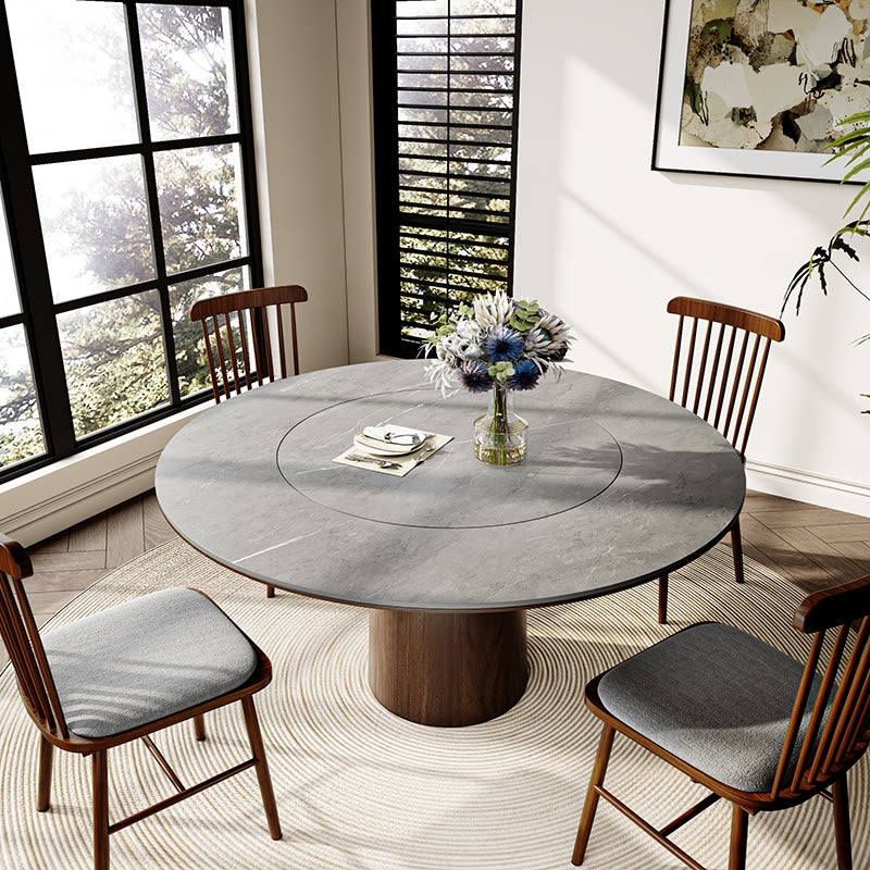 Round Dining Table: Lazy Susan Top Spindle Back Chairs