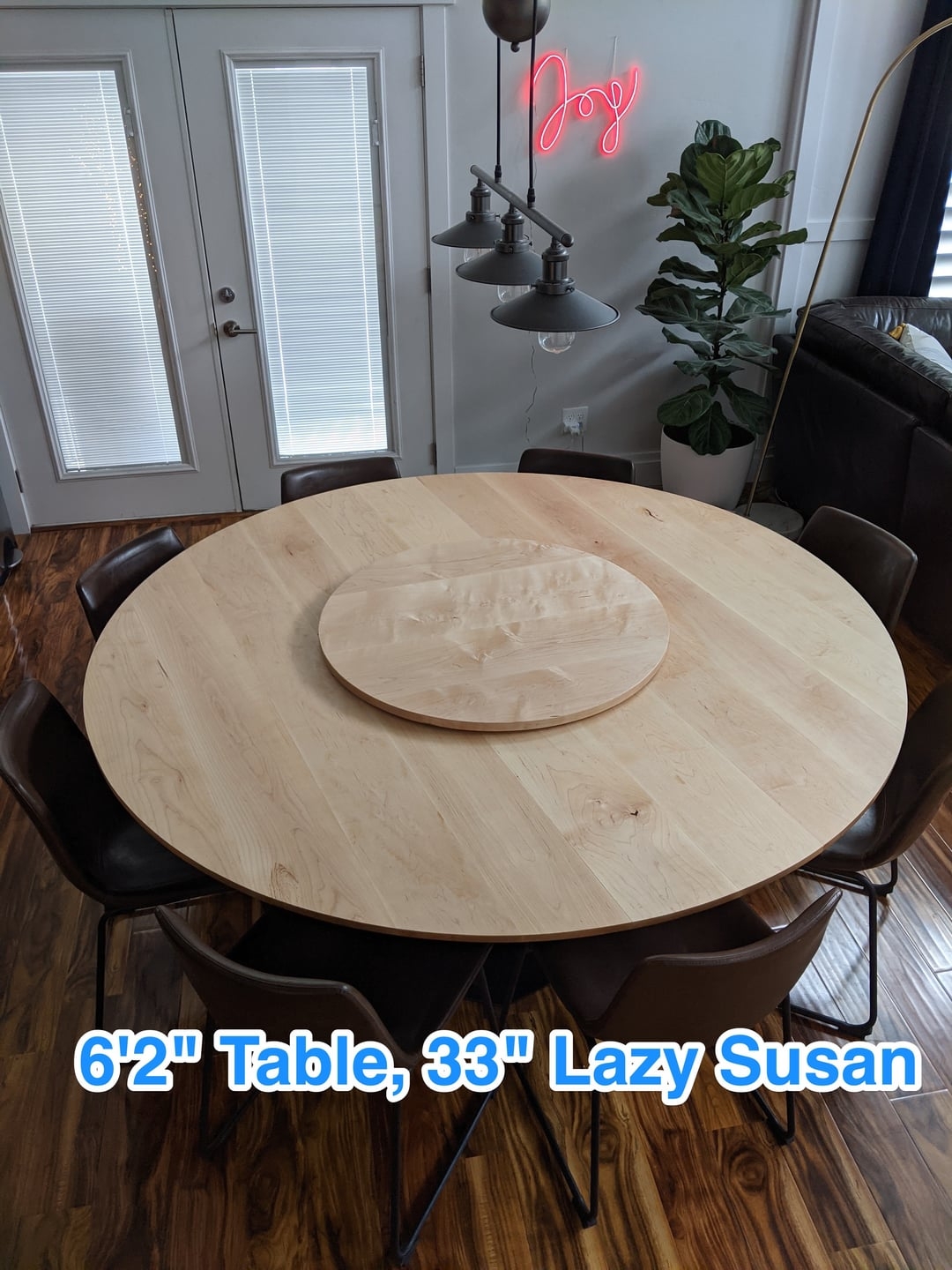 Round Dining Table: Oversized 6 Foot Diameter Maple