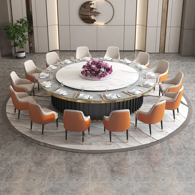 Round Dining Table Set: Quilted Terracotta Chairs