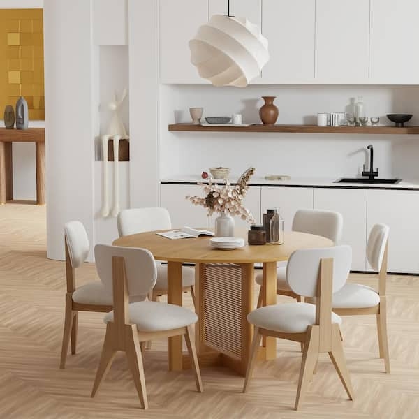 Round Dining Table: Slatted inner base and cross leg frame
