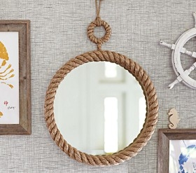 Round Mirror Using Twisted Rope Frame and Hanging Loop Detail