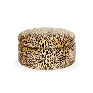 Round Ottoman Two Tier Design Leopard Print Footstool