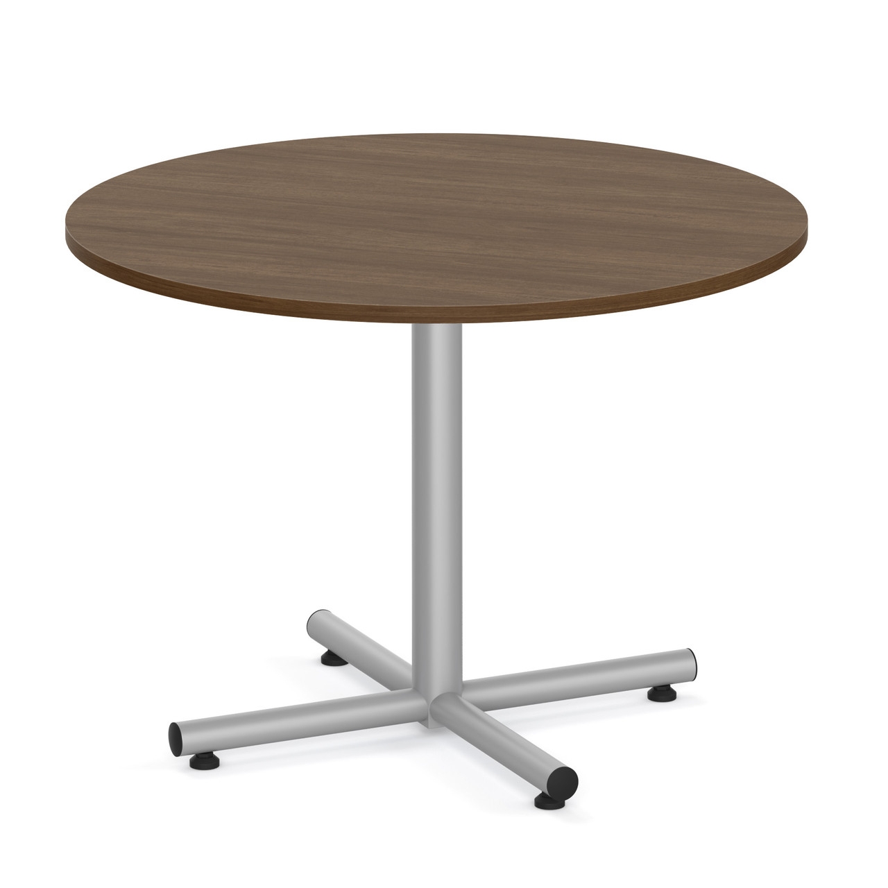 Round Table Walnut Silver Pedestal 42 Inch Round Cafe Table