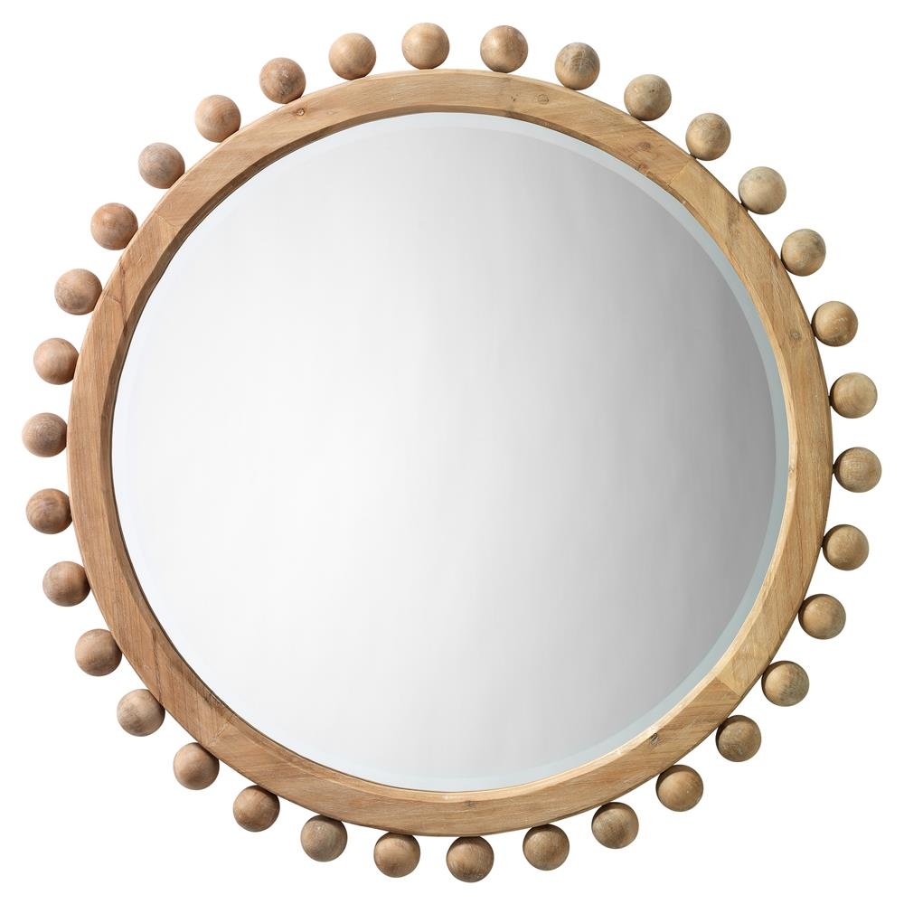 Round Wall Mirror: Beaded Outer Frame Sphere Accents