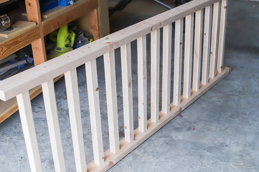Safety Railing Raw Wood Square Spindles DIY Guardrail