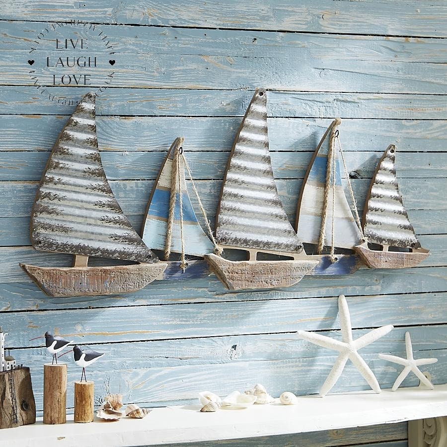 Sailboat Wall Art: Corrugated Metal Sails Rustic Boat Hanging