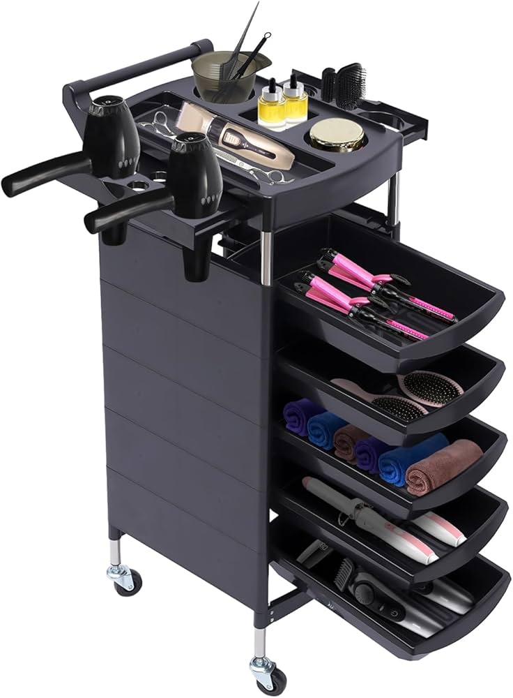 Salon Cart with Six Tier Storage & Station Organizer
